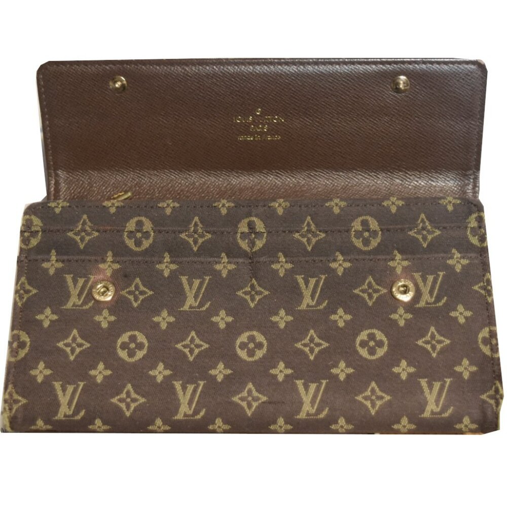 Louis Vuitton Monogram Mini Lin Portefeuille Sarah Wallet Brown w/ Box & Dusty - Picture 3 of 11